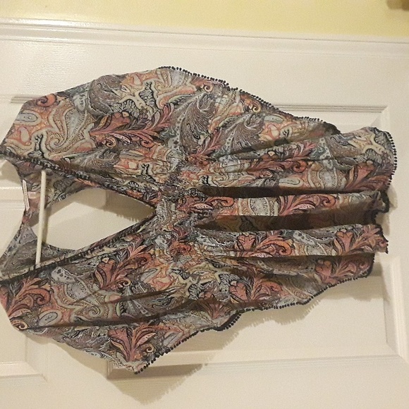 Victoria's Secret Vntg Deep V-Neck Swim Cover-Up Paisley Crochet Trim Mini Dress - Picture 3 of 14